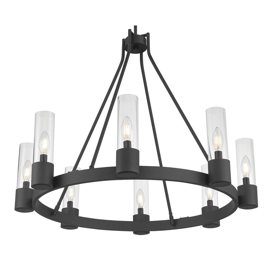 Millennium Lighting Evandrel 8Lt Chandelier, Matte Black/Clear
