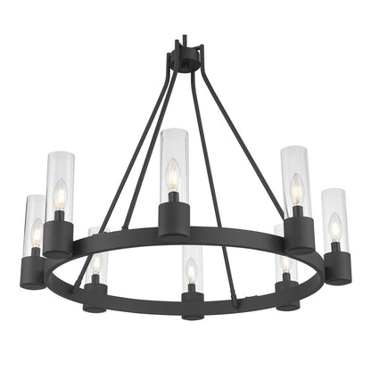 Millennium Lighting Evandrel 8Lt Chandelier, Matte Black/Clear