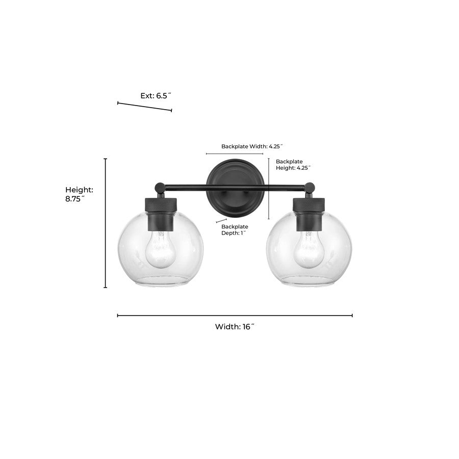 Millennium Lighting Jonatan 2Lt Vanity, Black