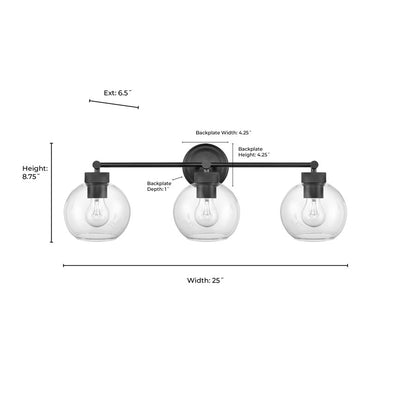 Millennium Lighting Jonatan 3Lt Vanity, Black