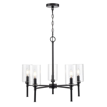 Millennium Lighting Chastine 5Lt 24" Chandelier, Black/Clear Beveled