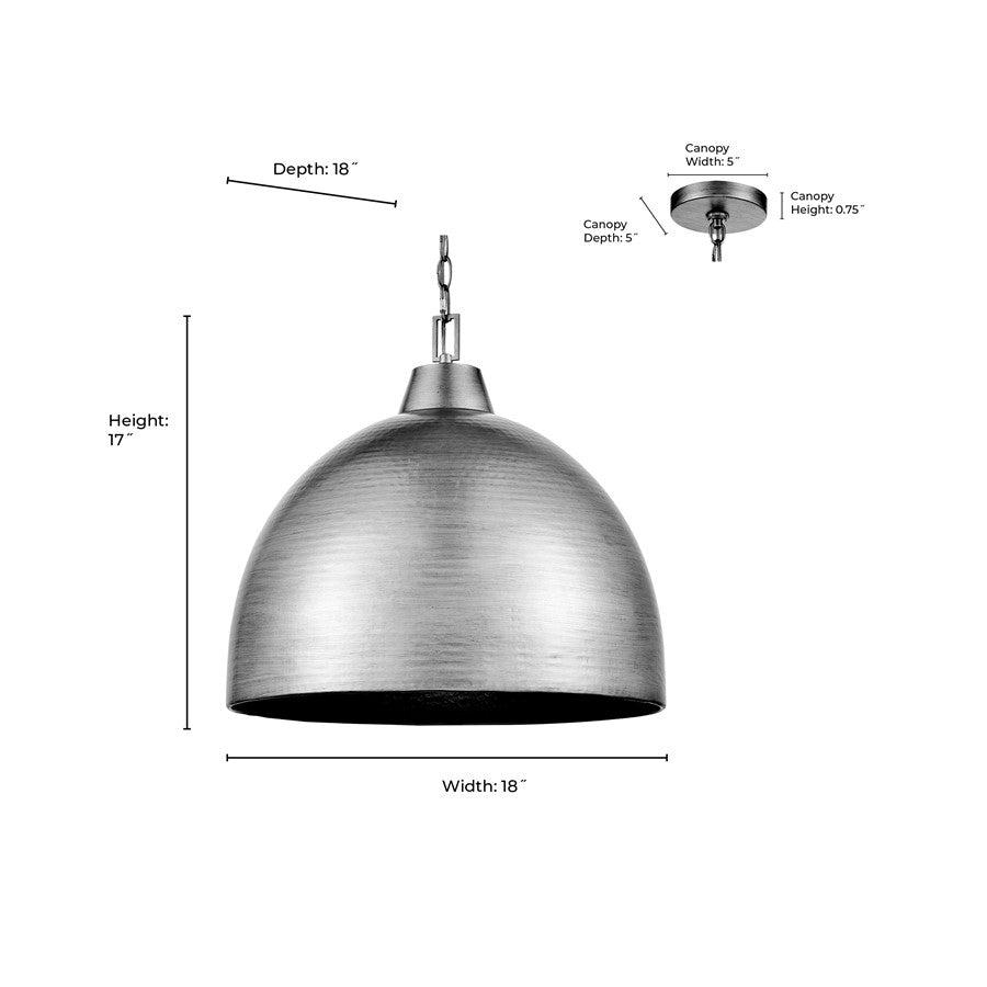 Millennium Lighting Arrco 3Lt Pendant, Antique Silver Leaf
