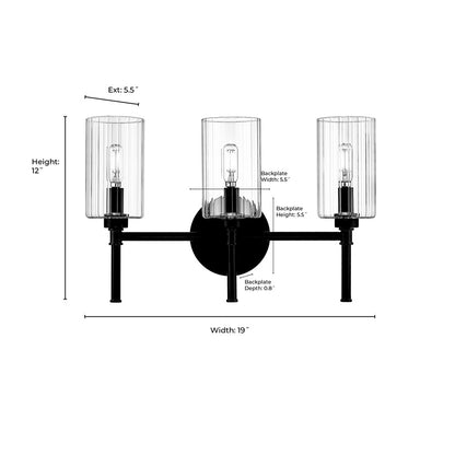 Millennium Lighting Chastine 3Lt Vanity, Black