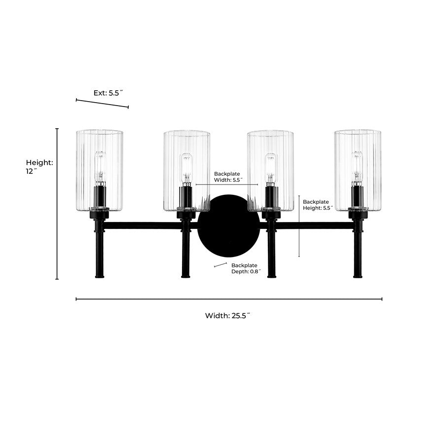 Millennium Lighting Chastine 4Lt Vanity, Black