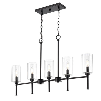 Millennium Lighting Chastine 5Lt 36" Island, Black/Clear Beveled - 9925-MB