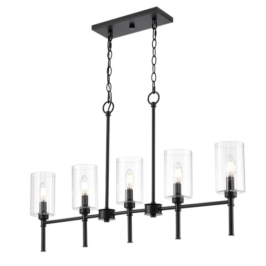 Millennium Lighting Chastine 5Lt 36" Island, Black/Clear Beveled - 9925-MB