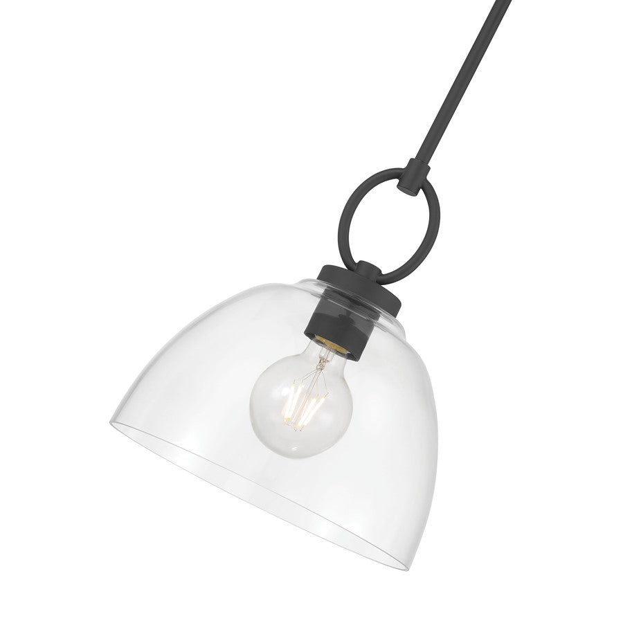 Millennium Lighting Velto 1 Light Pendant, Matte Black/Clear