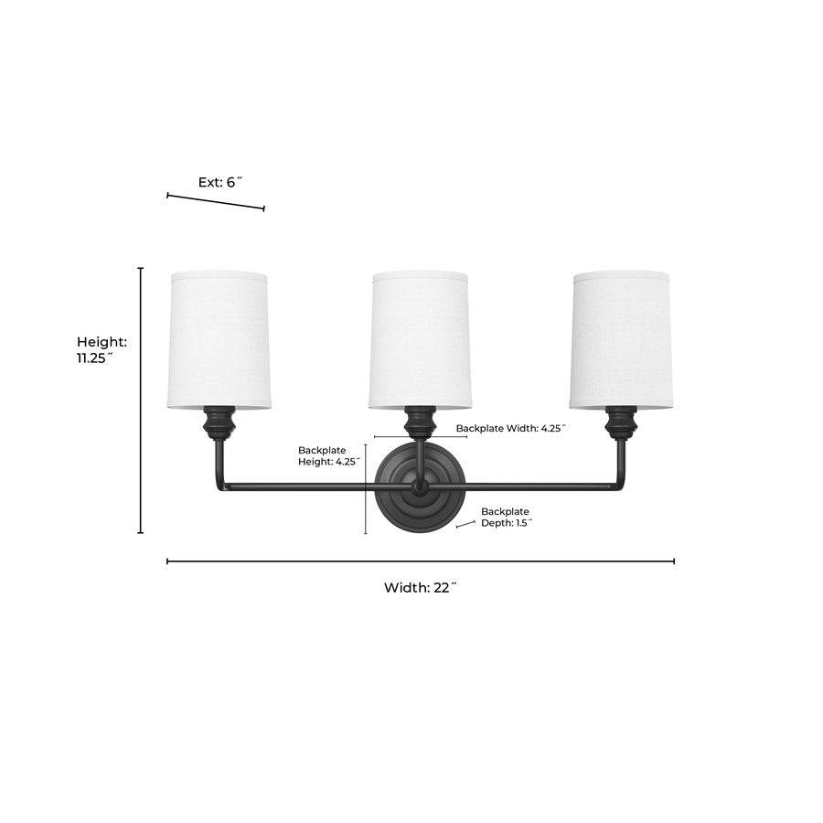 Millennium Lighting Leena 3Lt Vanity, Black