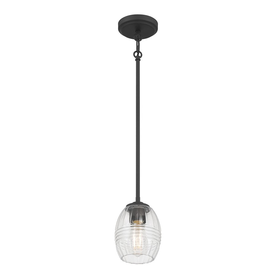 Millennium Lighting Miravelle 1Lt Pendant, Matte Black/Clear