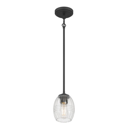 Millennium Lighting Miravelle 1Lt Pendant, Matte Black/Clear