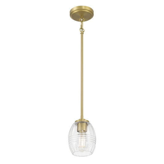 Millennium Lighting Miravelle 1Lt Pendant, Vintage Brass/Clear - 9981-VB
