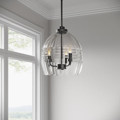 Millennium Lighting Miravelle 3Lt Pendant, Matte Black/Clear