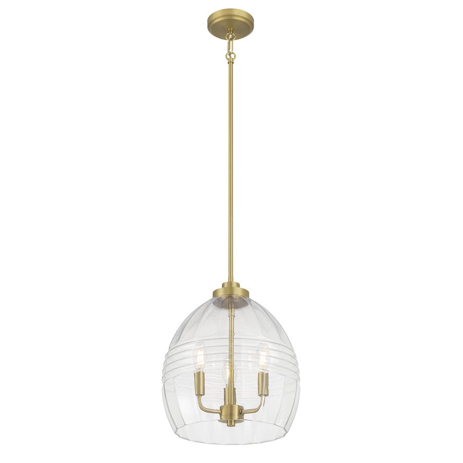 Millennium Lighting Miravelle 3Lt Pendant, Vintage Brass/Clear