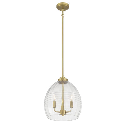 Millennium Lighting Miravelle 3Lt Pendant, Vintage Brass/Clear