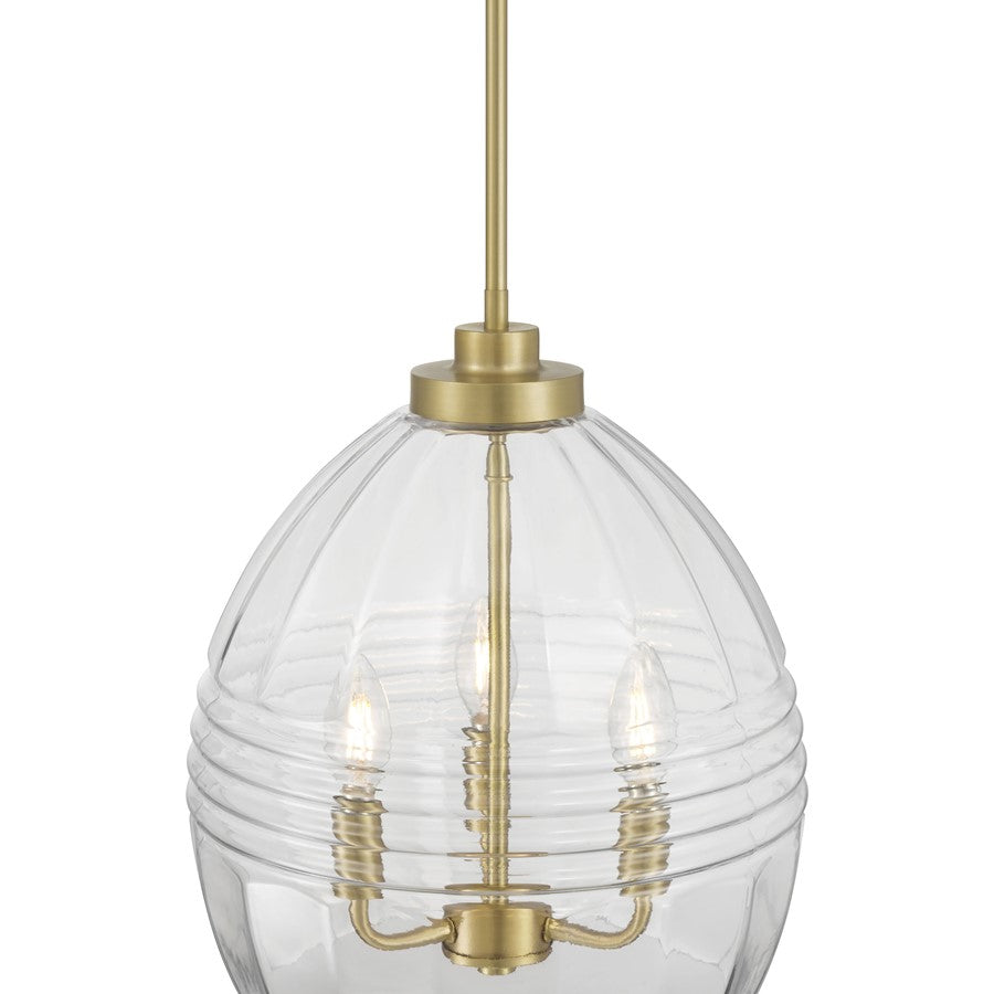 Millennium Lighting Miravelle 3Lt Pendant, Vintage Brass/Clear