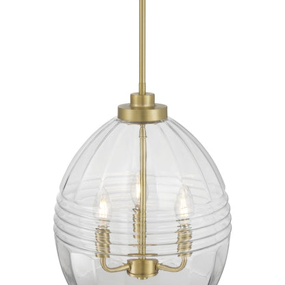 Millennium Lighting Miravelle 3Lt Pendant, Vintage Brass/Clear