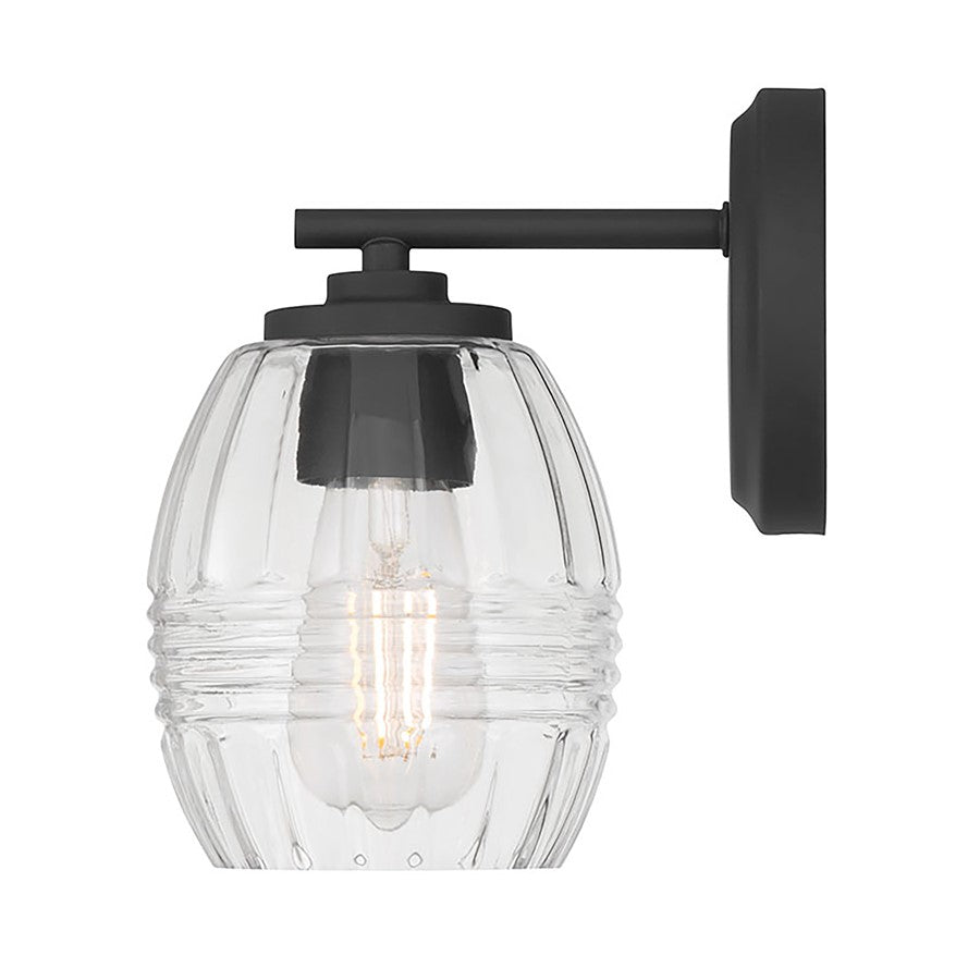 Millennium Lighting Miravelle 1Lt Wall Sconce, Black/Clear