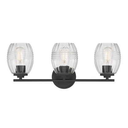 Millennium Lighting Miravelle 3Lt Bathroom Vanity Light, Black/Clear