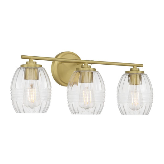 Millennium Lighting Miravelle 3Lt Bathroom Vanity Light, Brass/Clear - 9993-VB