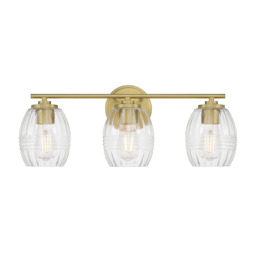 Millennium Lighting Miravelle 3Lt Bathroom Vanity Light, Brass/Clear