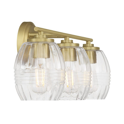 Millennium Lighting Miravelle 3Lt Bathroom Vanity Light, Brass/Clear
