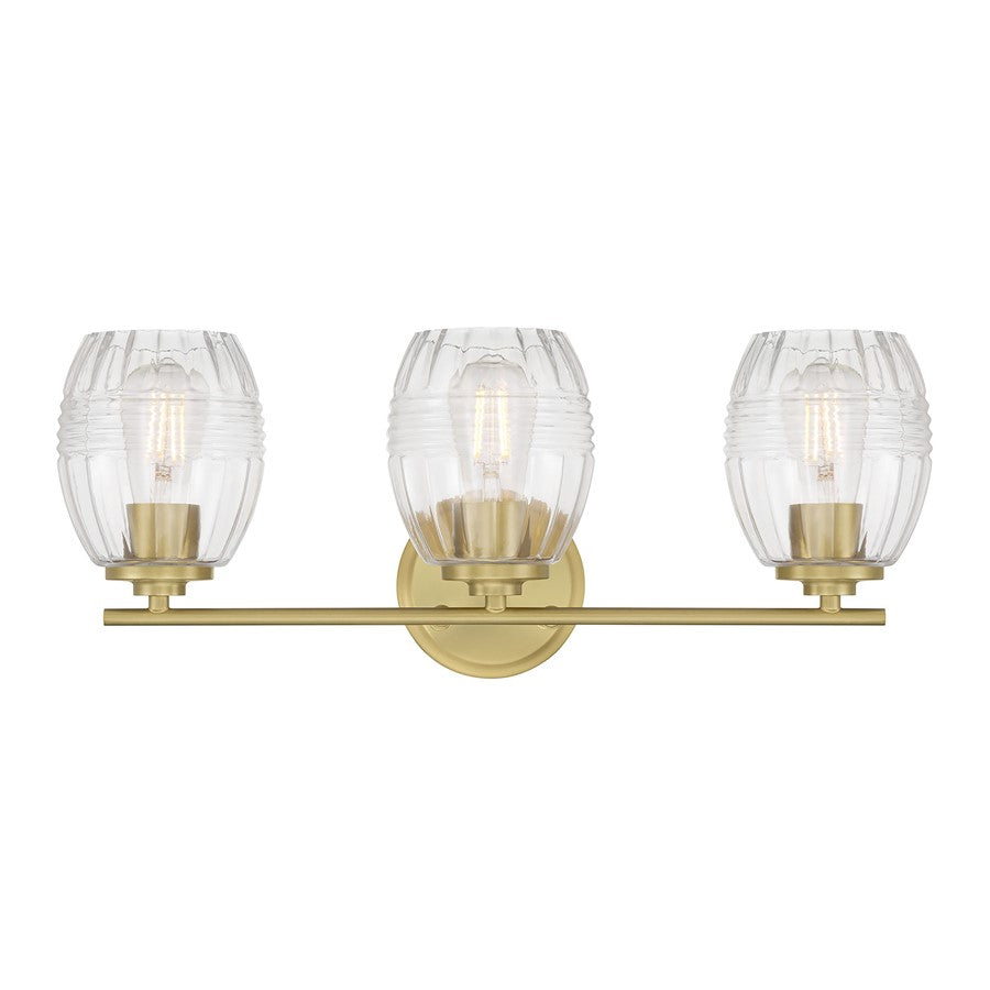 Millennium Lighting Miravelle 3Lt Bathroom Vanity Light, Brass/Clear