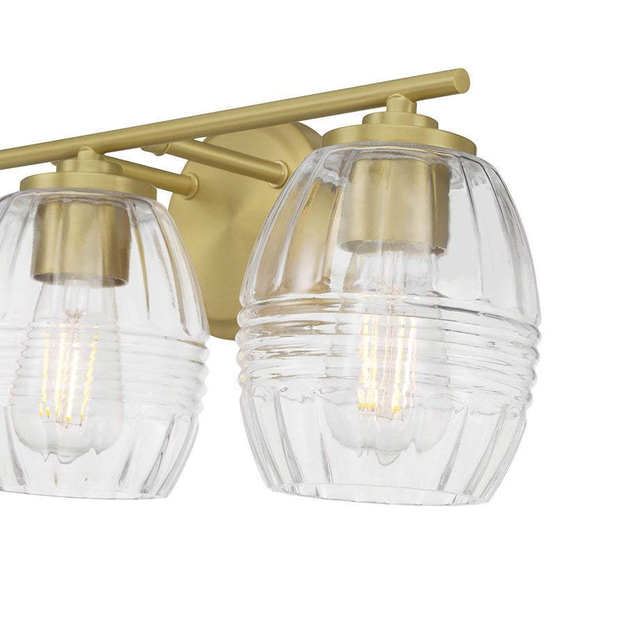 Millennium Lighting Miravelle 3Lt Bathroom Vanity Light, Brass/Clear