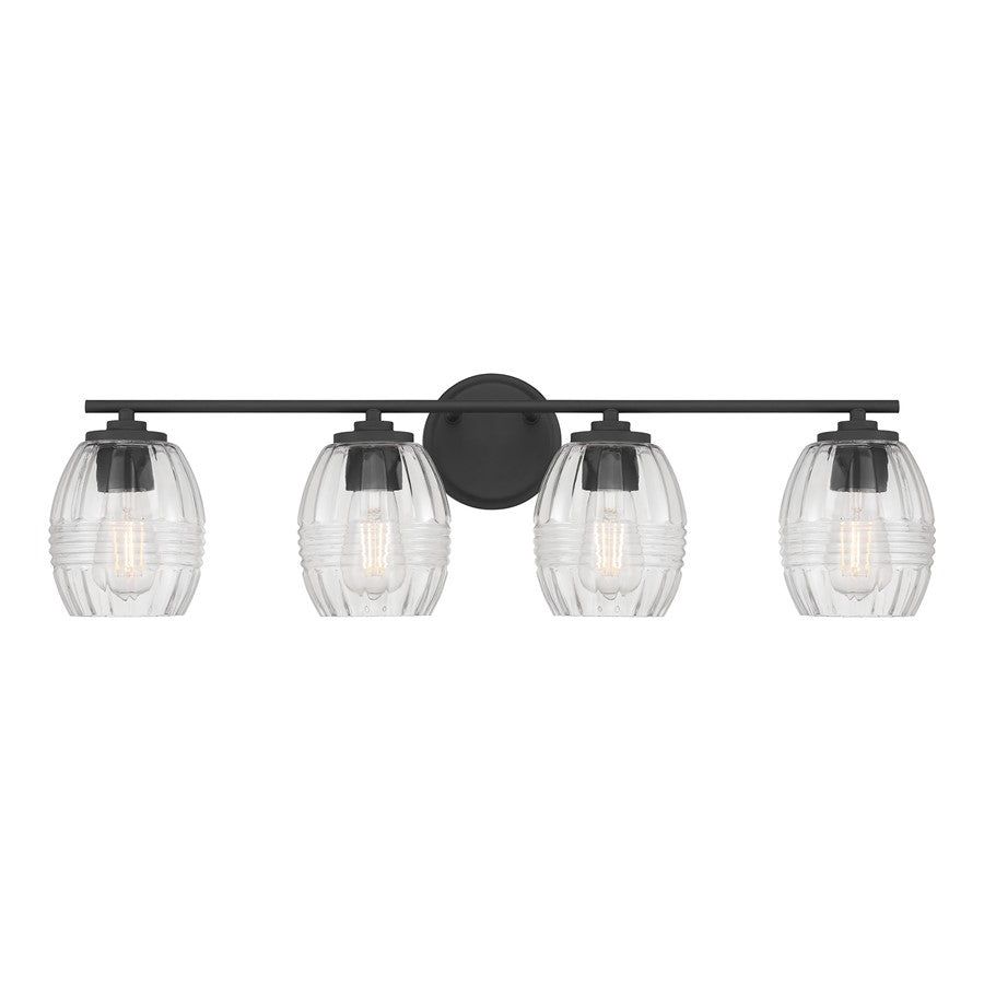 Millennium Lighting Miravelle 4Lt Bathroom Vanity Light, Black/Clear