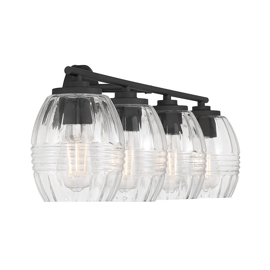 Millennium Lighting Miravelle 4Lt Bathroom Vanity Light, Black/Clear