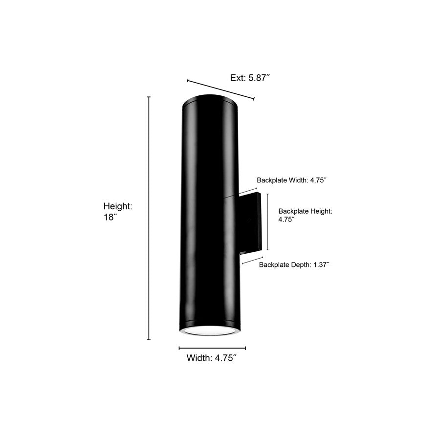 Millennium Lighting Vegas LED 18" Outdoor Wall Sconce, Black
