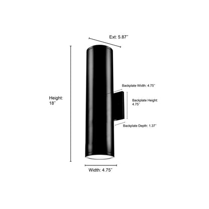 Millennium Lighting Vegas LED 18" Outdoor Wall Sconce, Black