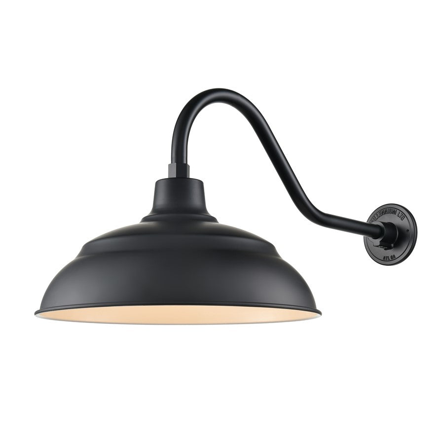Millennium R Series 1Lt 17" Aluminum Warehouse Shade, Satin Black