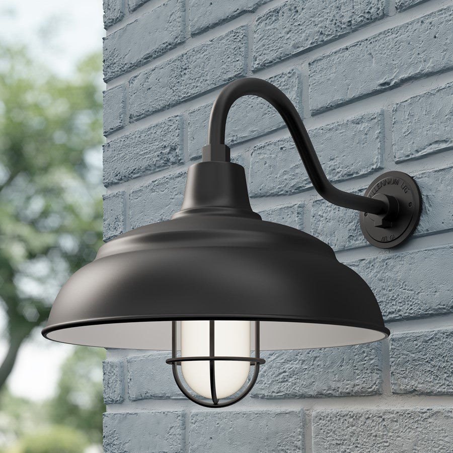 Millennium R Series 1Lt 17" Aluminum Warehouse Shade, Satin Black