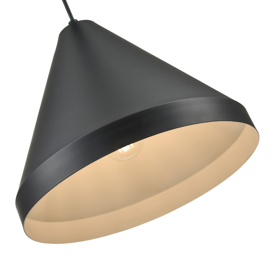 Millennium Lighting R Series 1Lt 17" Cord Hung Cone, Satin Black
