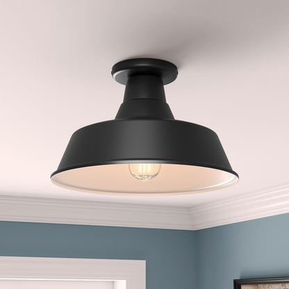 Millennium Lighting R Series 1Lt 14" Semi Flush Mount, Satin Black