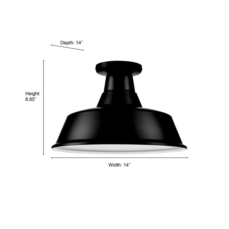 Millennium Lighting R Series 1Lt 14" Semi Flush Mount, Satin Black