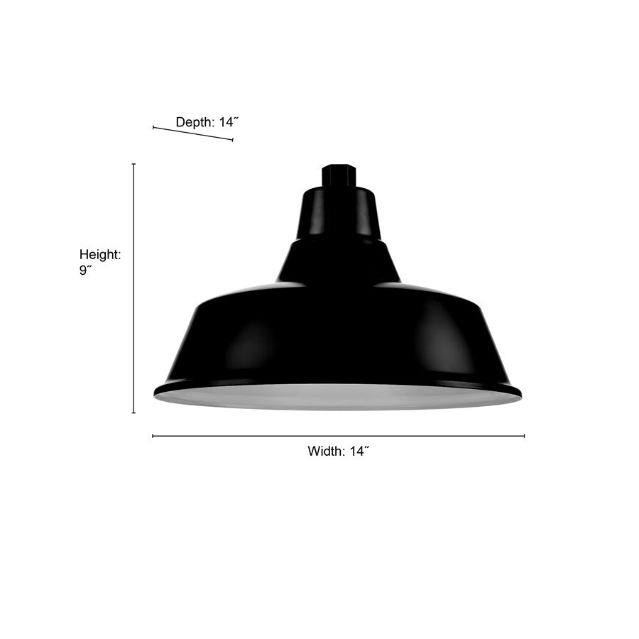 Millennium R Series 1Lt 14" Classic Warehouse Shade, Satin Black