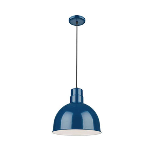 1 Light 11.5" Stem Hung Deep Bowl, Navy Blue
