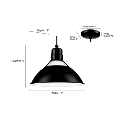 Millennium Lighting R Series 1Lt Cord Hung Glass Cone, Satin Black