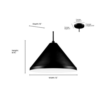 Millennium R Series 1Lt 13" Cord Hung Wide Cone, Satin Black