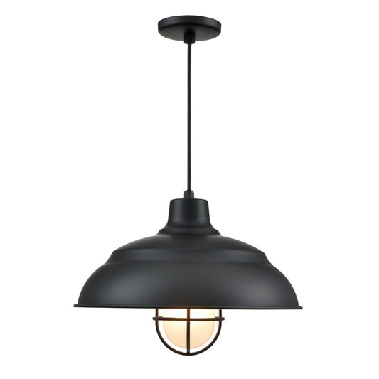 Millennium R Series 1Lt 17" Cord Hung Warehouse, Satin Black/White - RWHCGC17-SB