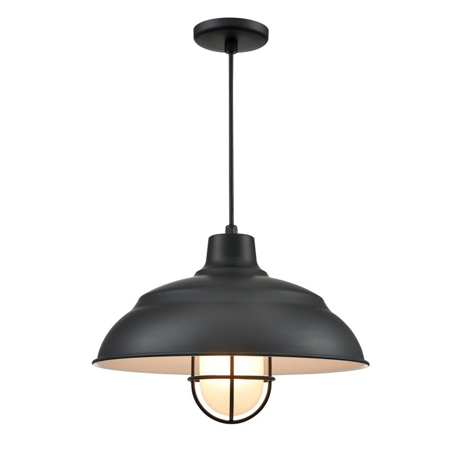 Millennium R Series 1Lt 17" Cord Hung Warehouse, Satin Black/White