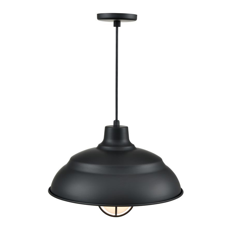 Millennium R Series 1Lt 17" Cord Hung Warehouse, Satin Black/White