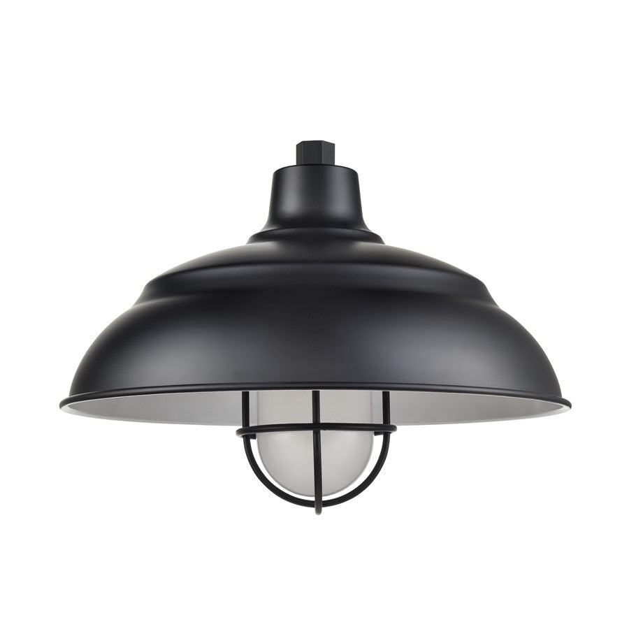 Millennium R Series 1Lt 17" Warehouse Shade, Satin Black/White