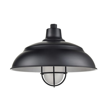 Millennium R Series 1Lt 17" Warehouse Shade, Satin Black/White