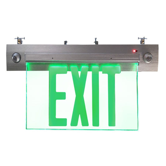 RP Lighting Exit/EM Combo Recessed, Green Double Face, Clear - RXEL36GBA