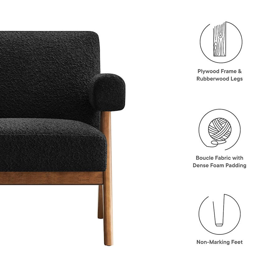 Modway Lyra Boucle Fabric Armchair, Black