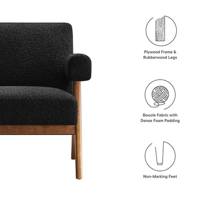 Modway Lyra Boucle Fabric Armchair, Black