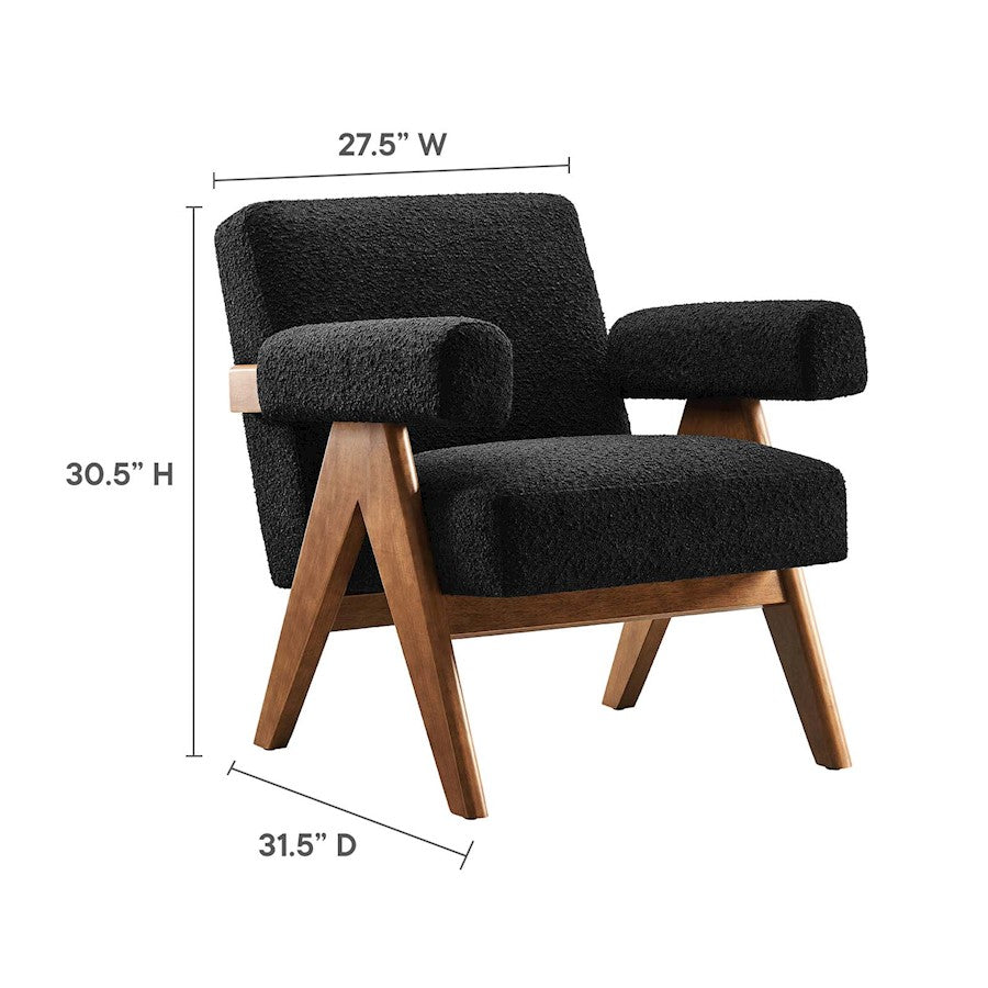 Modway Lyra Boucle Fabric Armchair, Black