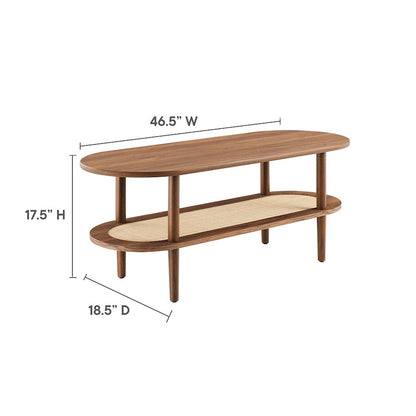 Modway Torus Oval Coffee Table, Walnut
